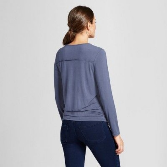 New KNOX ROSE Embroidered V-Neck Banded Top [D4] - Picture 3 of 8